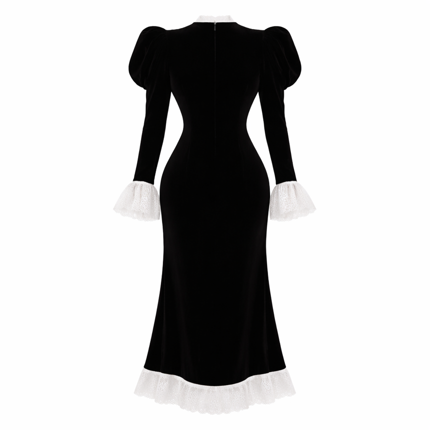 Maravelle | Velvet Lace Fishtail Gown