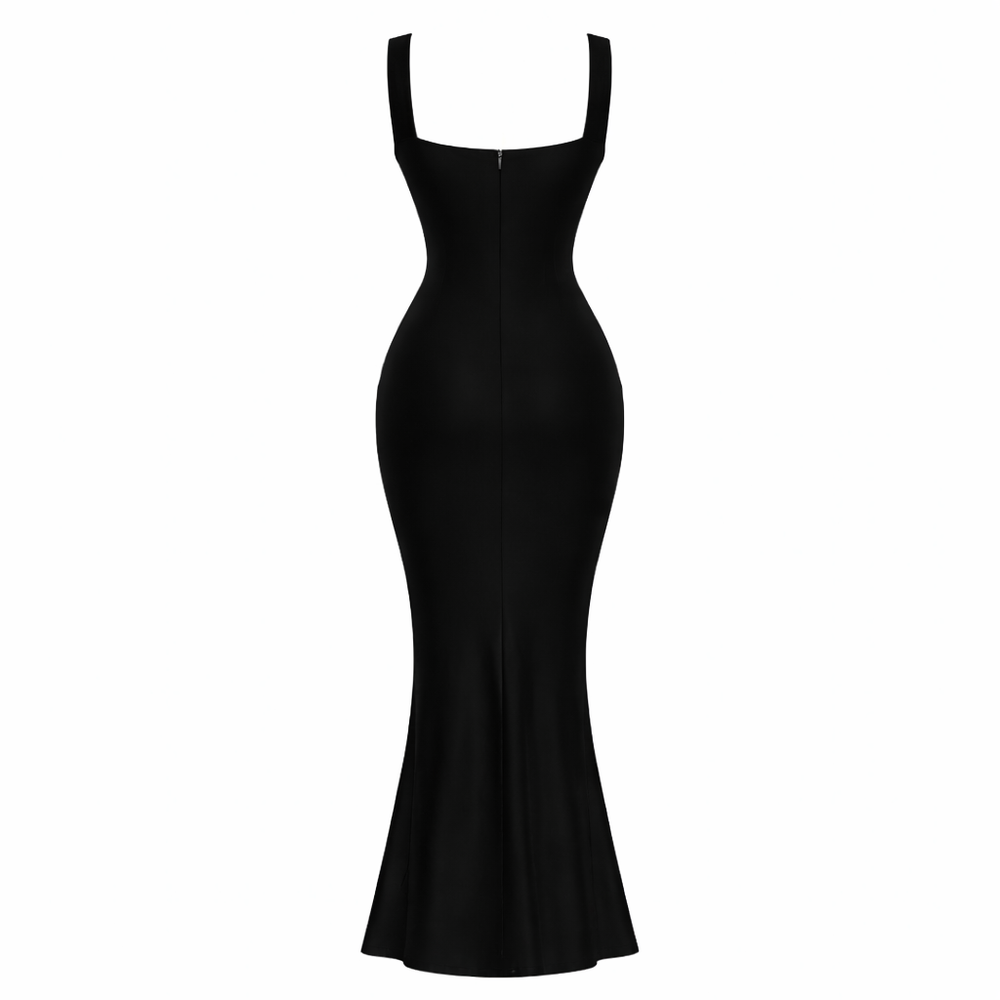 Elysia | Square Neck Pleated Evening Dress