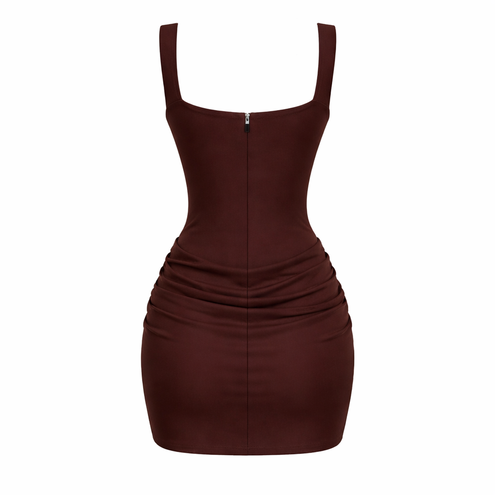 Elysia | Square Neck Pleated Evening Dress