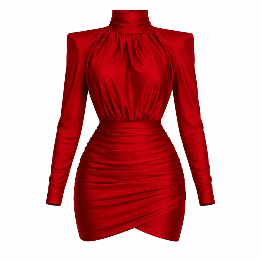 Veloura | Turtleneck Wrap Mini Dress