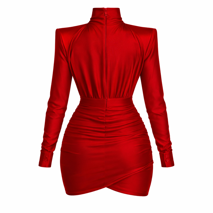 Veloura | Turtleneck Wrap Mini Dress