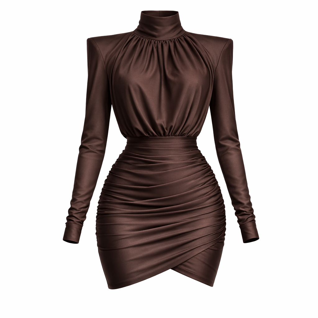 Veloura | Turtleneck Wrap Mini Dress
