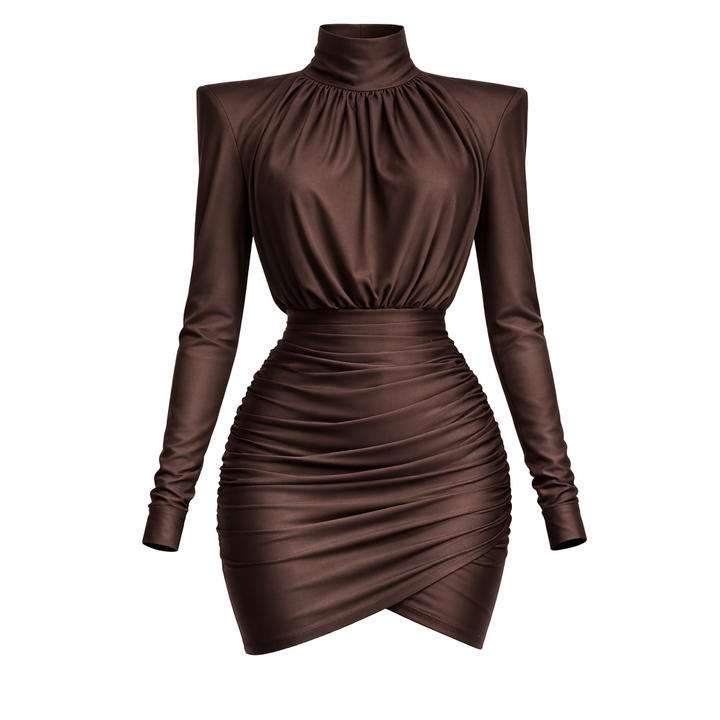 Veloura | Turtleneck Wrap Mini Dress