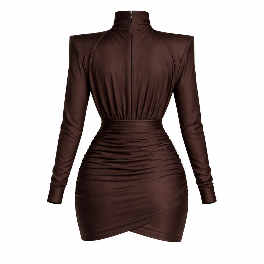 Veloura | Turtleneck Wrap Mini Dress