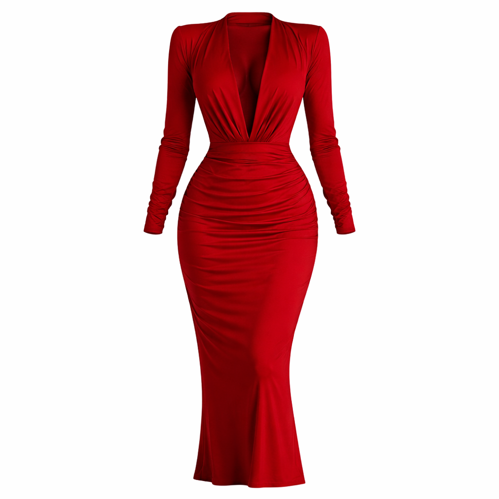 Aurelia | Deep Collar Wrap Party Dress