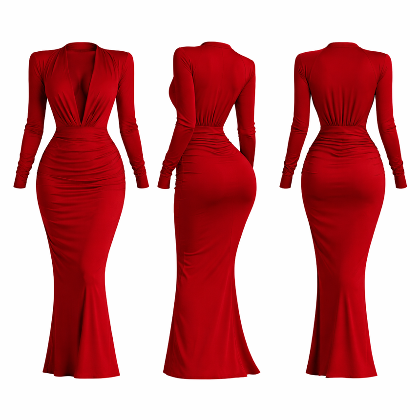 Aurelia | Deep Collar Wrap Party Dress