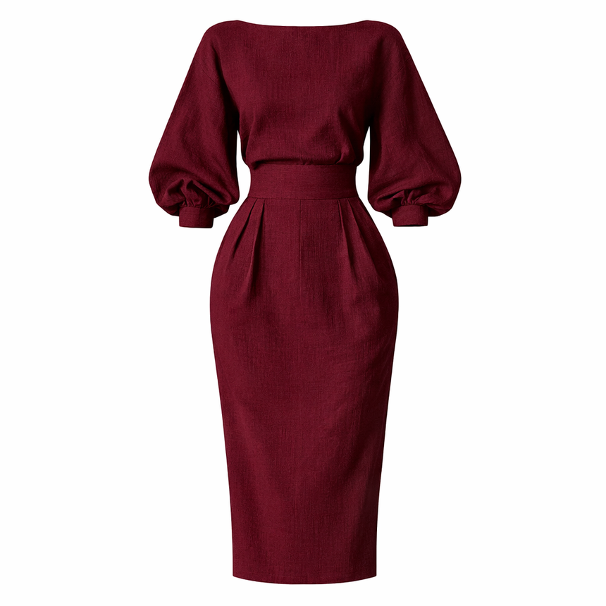 Celestine | High Waist Pleated A-Line Dress